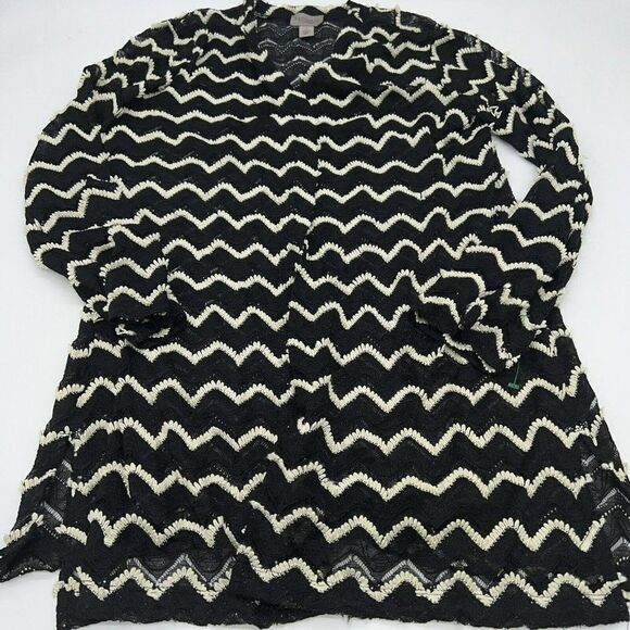 Chicos Travelers Collection Womens Patterned Slinky Open Cardigan Size 1/M - Picture 1 of 4